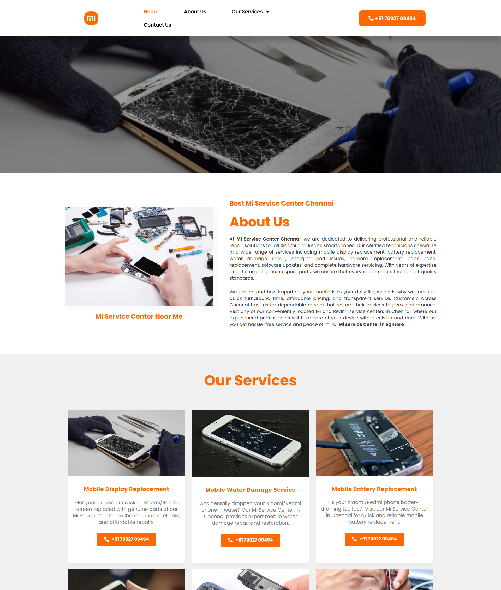 Mobile Service Center Website